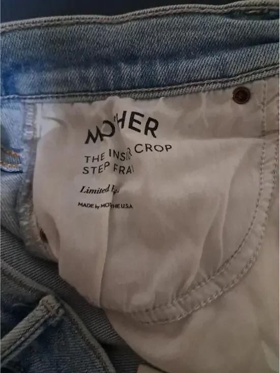 Mother The Insider Crop Step Fray Jeans Womens 29x25.5 Blue High Rise Denim - Picture 13 of 14